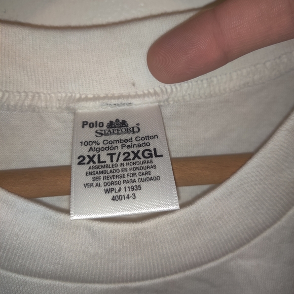 Vintage Blank T Shirt 2XL Tall 2XLT Long Gangster JCPenny White Single Stitch Ch - Picture 2 of 10